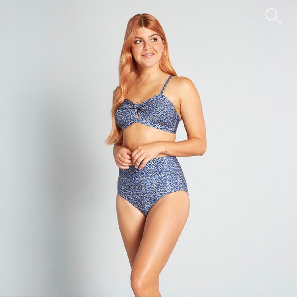 ModCloth blue/purple print bikini set small